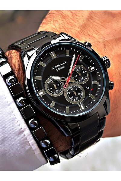 Frank Alex TAKVİMLİ FUNCTION SİYAH METAL ERKEK KOL SAATİ