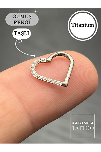 Karınca Piercing Kalp Zirkon Taşlı Halka Titanyum Piercing Tragus Double Helix Nipple Rook Daith Septum Snug Rook