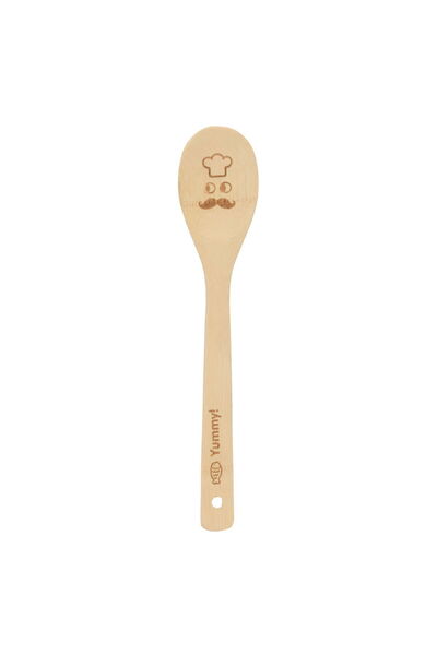 Alsaif Gallery Al Saif Gallery Wooden Cooking Spoon, Chef Pattern - Brown