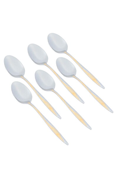 Alsaif Gallery Al Saif Gallery steel tea spoons, square pattern, 6 pieces - s...