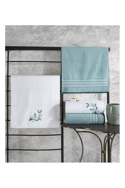 Cotton Box Set de prosoape de baie colorate 4 piese (BAIE MARE) - alb mentă