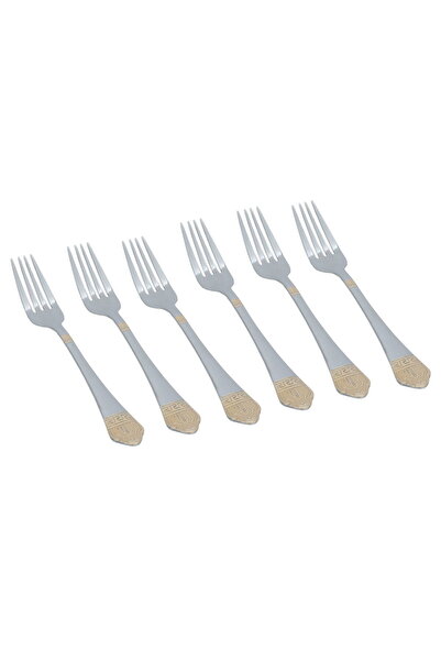 Alsaif Gallery Al Saif Gallery steel sweet fork set, gilded, 6 pieces - silver