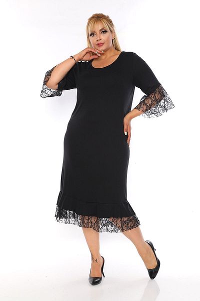 modayız Δαντελένιο γαρνιρισμένο φόρεμα Plus Size 13c-1331