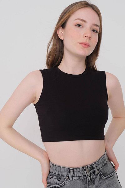 Addax Αμάνικο Crop Tank Top με λαιμόκοψη A1327-w6