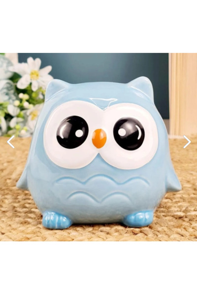 Tahtakale Dünyası Baykuş tasarımlı porselen biblo masa üstü, çocuk kumbara hediyelik dekoratif süs