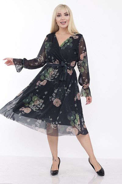modayız Double Breasted Collar Plus Size Summer Dress 42c-2230