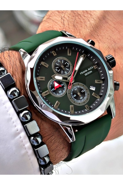 Frank Alex YEŞİL KADRANLI YEŞİL SİLİKONLU ERKEK KOL SAATİ