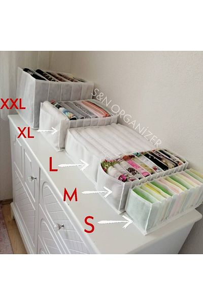 ATLAS HURÇ Organizer 5 Piece Set White Color (S-M-L-Xl-Xxl)
