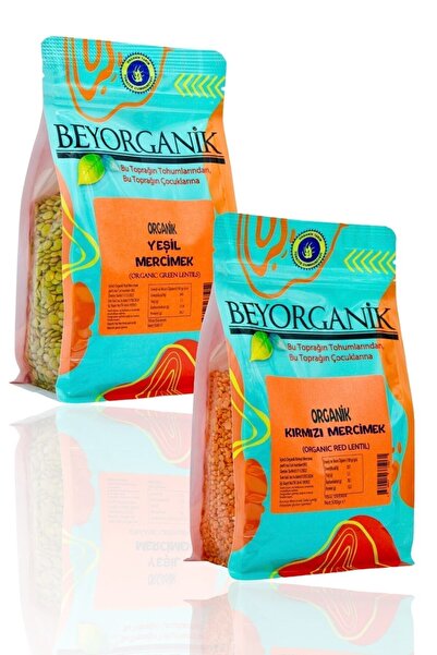 BEYORGANİK Organik Kırmızı Mercimek & Yeşil Mercimek 2'li 500gr Mercimek Seti (PESTİSİT VE AFLATOKSİN ANALİZLİ)