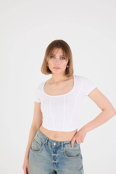Addax Crop Corset Blouse - B1529-i12