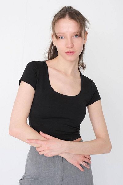 Addax P1417-M13 Model U-Neck Crop T-Shirt
