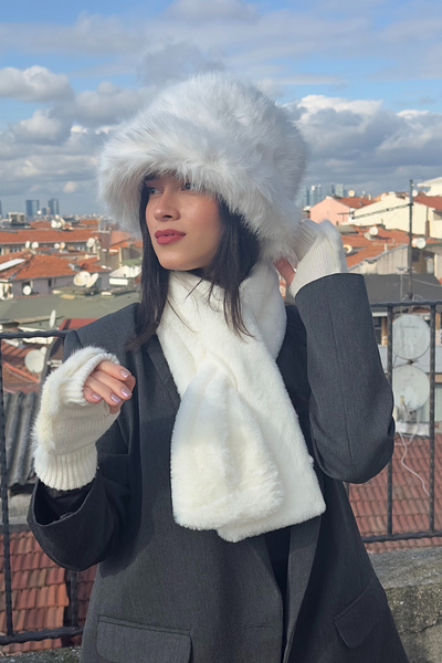 Mollycrush Găleată de pluș de iarnă pentru femei - Set de 3 mănuși, blană art...