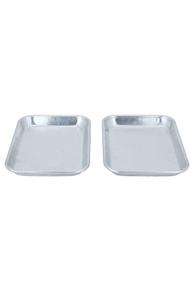Alsaif Gallery Burger Tray Aluminum Al Seif Gallery, 27×19.4×2.6 cm, Rectangular, Two Pieces - Silver