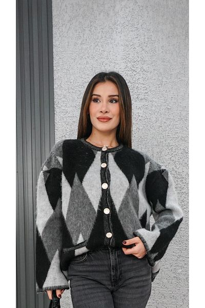 Neva Wear Gray Raised Diamond Patterned Premium Cardigan