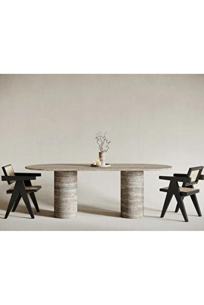 MIARIK DESIGN & DEKORASYON Silver Traverten  Gumus Gri Mermer Yemek Masası