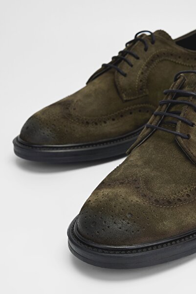 Valmenti Men's Green Suede Genuine Leather Casual Shoes