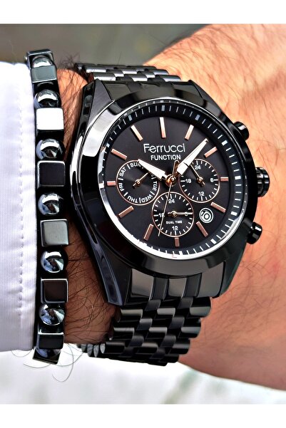 Ferrucci FERRUCCİ TAKVİMLİ FUNCTION SİYAH METAL ERKEK KOL SAATİ