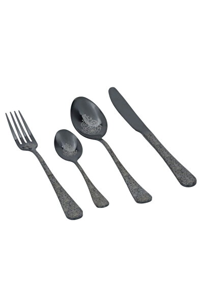 Alsaif Gallery Al Saif Gallery steel spoon set, 24 pieces, engraved - silver