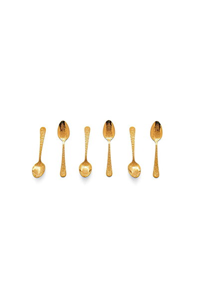Alsaif Gallery Al Saif Gallery steel tea spoon set, 6 pieces, engraved - gold