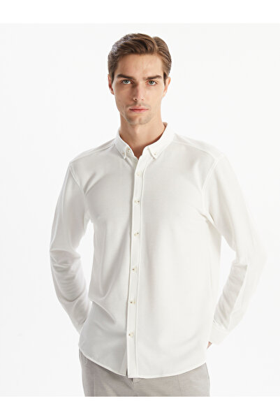 LC Waikiki Cămașă bărbătească texturată, cu mânecă lungă, croială slim fit