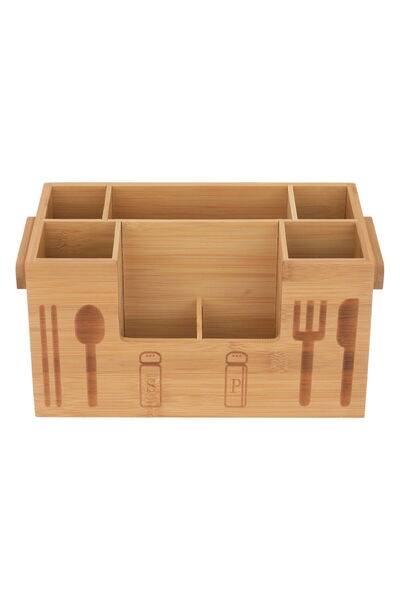 Alsaif Gallery Al Saif Gallery Bamboo Wooden Spoon Stand, 28x16x15 cm, 7-sect...