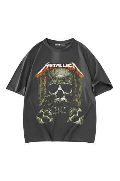 Touz Moda Μπλουζάκι με στάμπα Metallica Skull Unisex Oversize Rock Series