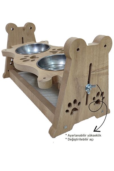 ustaagac Cat Dog Professional, Height Adjustable Food Water Bowl
