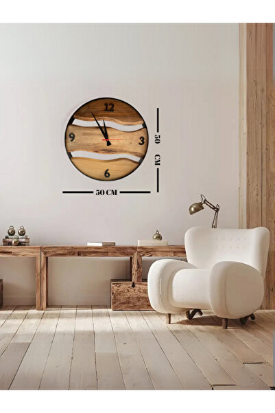 BYBKURUMSAL TvA ساعة حائط خشبية أنيقة مقاس 50x50