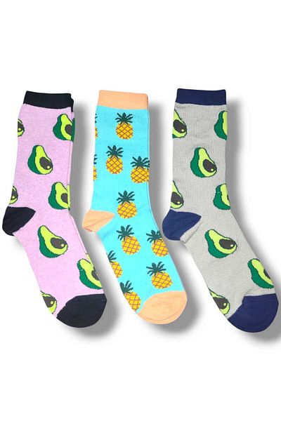 Fanilam 3 Pack Fruit Patterned Cheerful Unisex Bamboo Socks 36-41