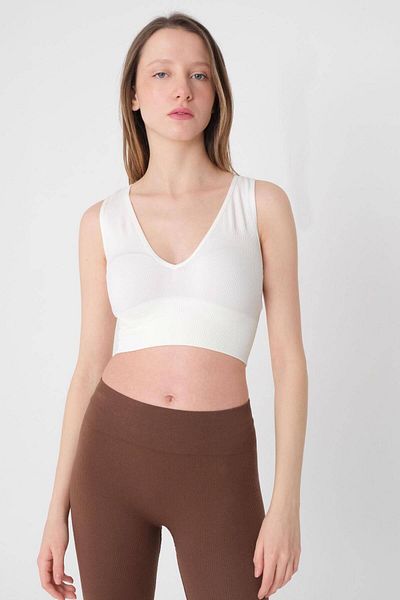 Addax Χοντρό λουρί χωρίς ραφή V-Neck Crop A0131-dk8