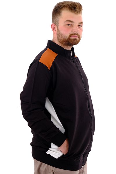 ModeXL BROOKLYN U24522 - Trening negru pentru bărbați, cu guler și fermoar, mărime mare (mod XL)