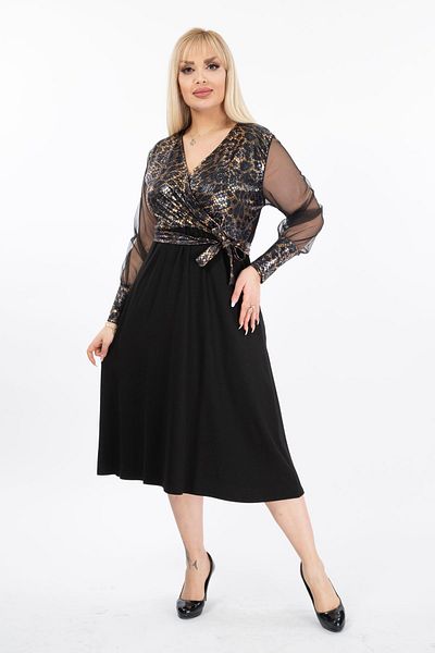 modayız Plus Size Double Breasted Collar Flexible Dress 29a-2065