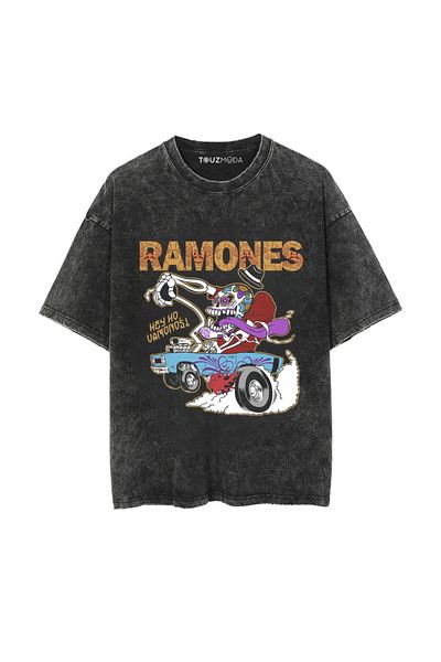 Touz Moda Μπλουζάκι με στάμπα Unisex Oversize Series Rock Ramones