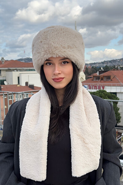 Mollycrush Χειμερινό βελούδινο σετ ρωσικού στυλ 2 τεμαχίων με καπέλο και μπεζ...