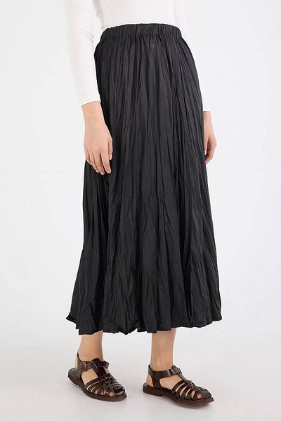 Addax Long Elastic Waist Wrinkled Skirt - E16125-b5