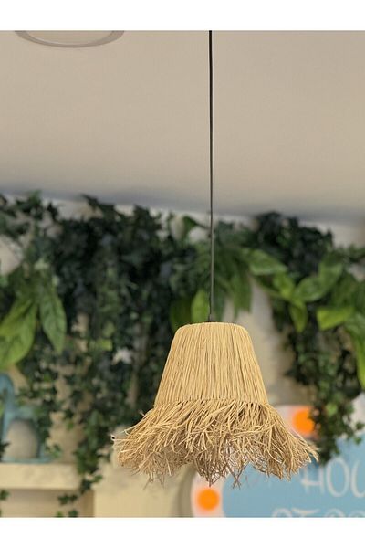 Maison Avf Hydra Raffia Wicker Handmade Bohemian Design Medium Size Pendant Lamp Chandelier (1 Pc)