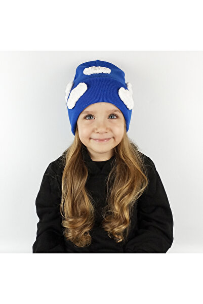 woodycord Hand Knitted Cloud Figures on Blue Knitwear Beret