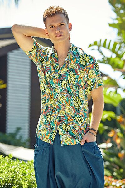 Clandestino Короткий рукав сорочка з жовтим богемним візерунком