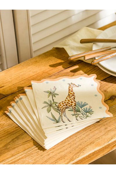 LC Waikiki Lcw Set of 20 Giraffe Printed Paper Napkins