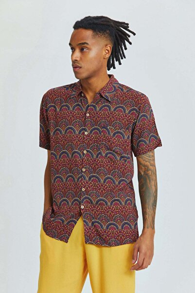 Clandestino Фіолетова сорочка в стилі бохо з коротким рукавом і візерунком