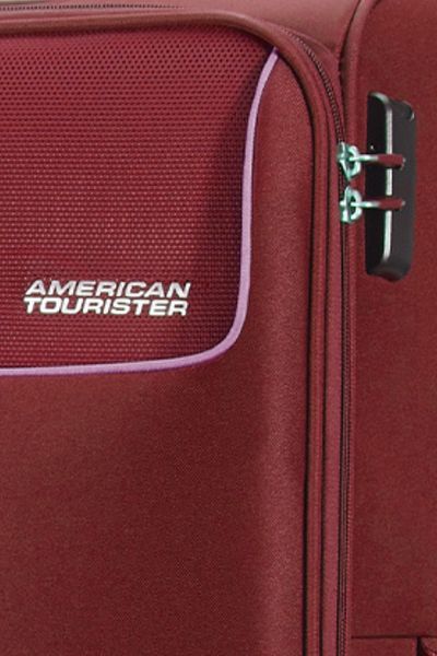 American Tourister حقيبة سفر جامايكا ذات العجلات الناعمة ذات اللون العنابي مقاس 55 سم