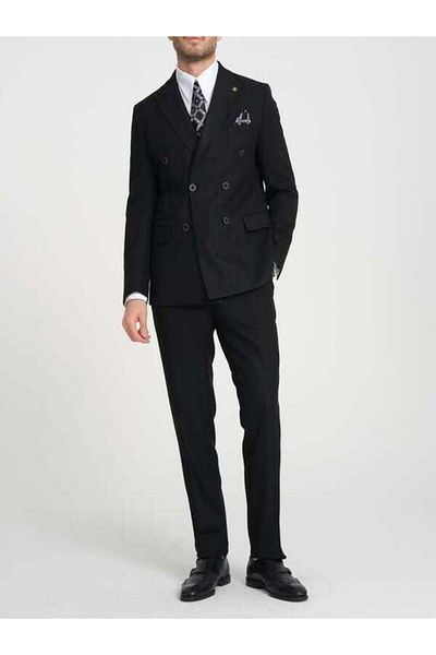 Ted Davıd Black Double-breasted Suit