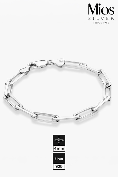 Mios Silver 4mm Ataç 925 Ayar Gümüş Zincir Bileklik