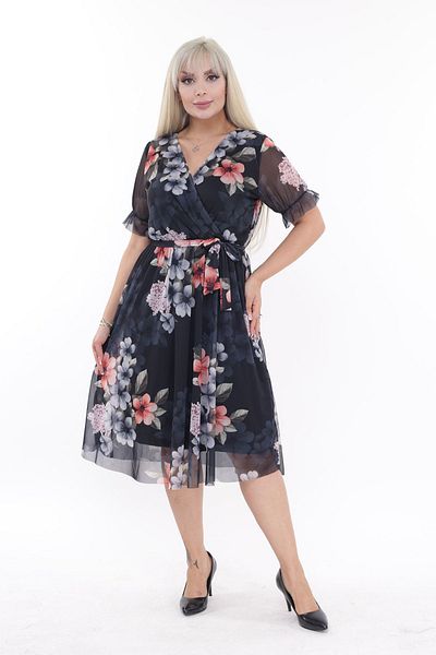 modayız Double Breasted Collar Plus Size Summer Dress 26d-2198