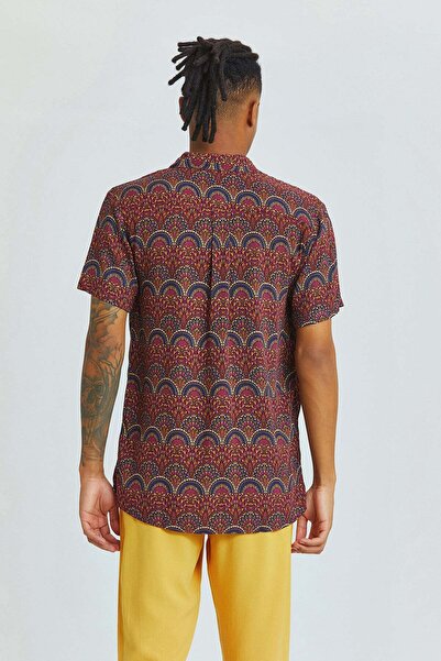 Clandestino Фіолетова сорочка в стилі бохо з коротким рукавом і візерунком