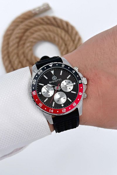 Bigotti Men's Wristwatch All Functions Active Black Silicone Cord Sdb009