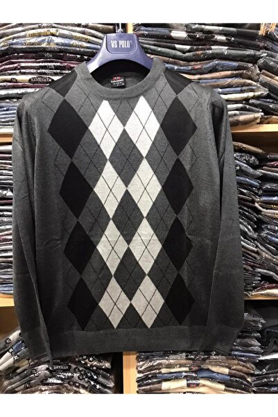 nacar çarşı Мъжки пуловер с качула в цвят антрацит с бащин мотив