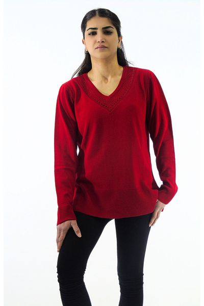 Tuğra Knitwear Sweater with Collar and Back Detail