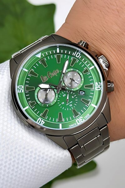 Lee Cooper Çelik Kordon&kasa Füme-yeşil Renk Fonksiyonlu Erkek Kol Saati 3atm Bileklik Sdlc006