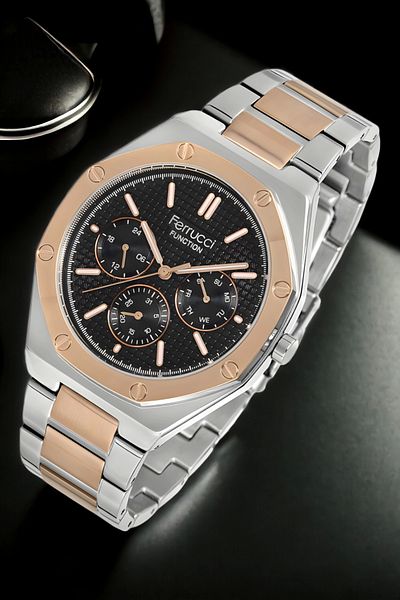 Ferrucci Men's Watch Fcf.12715Fm.02 - Rose-Silver Color, Active Function, Sdfer128 Model